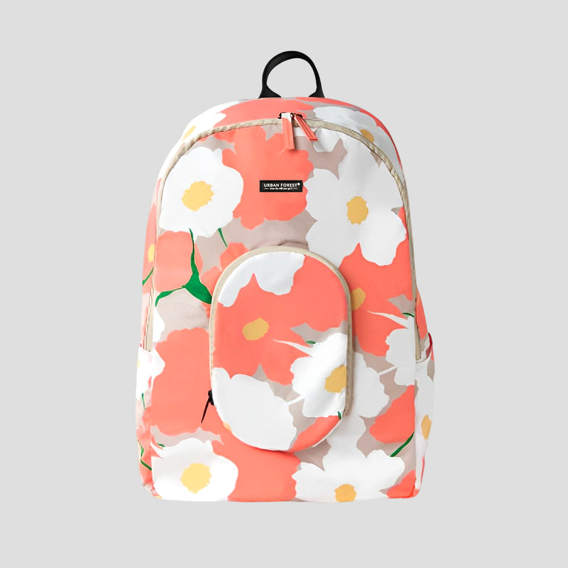 Urban Forest Tree Foldable Backpack Bag Meconopsis Pink