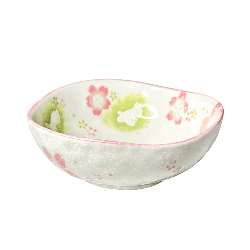 Japanese Ceramic Side Bowl 11cm Peach Blossom & Rabbit